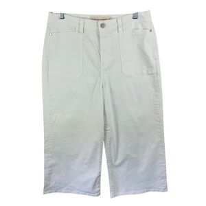 Soft Surroundings White Ultimate Wide Leg Cropped Jeans High Rise Stretch, Size